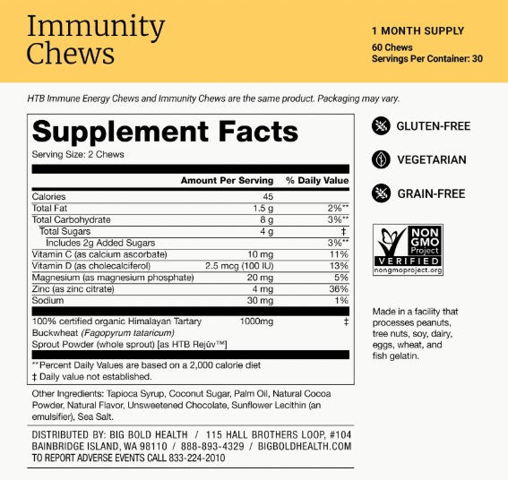 Big Bold Health Immunity Chews With Himalayan Tartary Buckwheat
