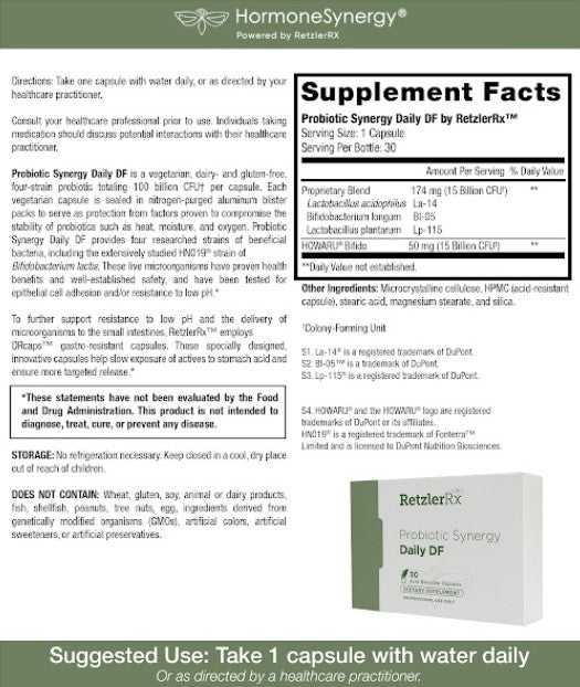Probiotic Synergy Daily DF30 – Daily Gut & Immune Support by RetzlerRx® Probiotics Dr. Retzler’s Line of Premier Supplements HormoneSynergy