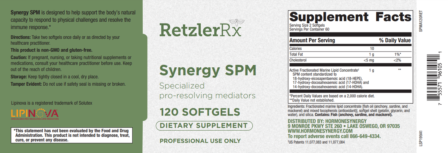 RetzlerRx® Synergy SPM – Specialized Pro-Resolving Mediators for Recovery & Inflammation Balance - 120 Count Inflammation Dr. Retzler’s Line of Premier Supplements HormoneSynergy