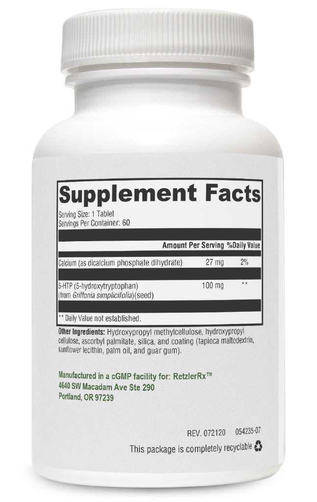 5-HTP 100 Sustained Release – Premium Mood & Sleep Support by RetzlerRx® STANDARD Dr. Retzler’s Line of Premier Supplements HormoneSynergy