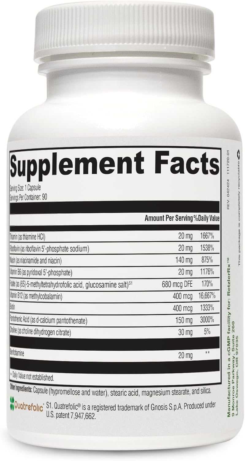 B Active Complex – Advanced Vitamin B Complex with Methylated B12 & Folate 5-MTHF / Methylation Dr. Retzler’s Line of Premier Supplements HormoneSynergy