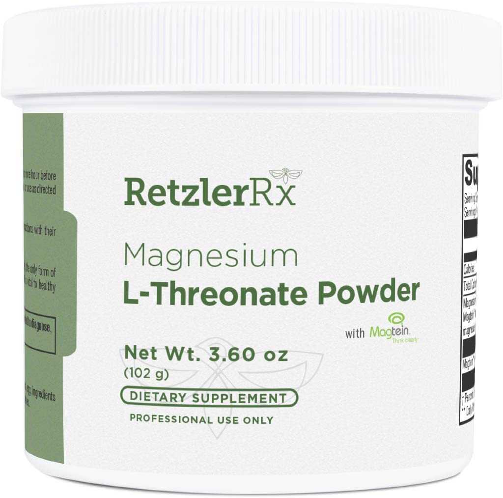 RetzlerRx® Magnesium L-Threonate Powder with Magtein® unflavored for cognitive support, memory, relaxation, and healthy sleep cycles