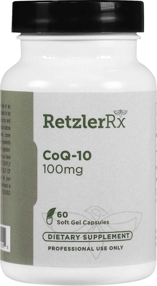 RetzlerRx CoQ10 100 mg supplement for cellular energy, heart health, and antioxidant support