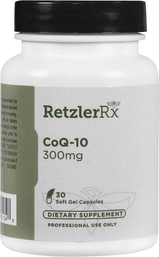 RetzlerRx CoQ10 300 mg supplement for mitochondrial energy, antioxidant protection, and cardiovascular health support