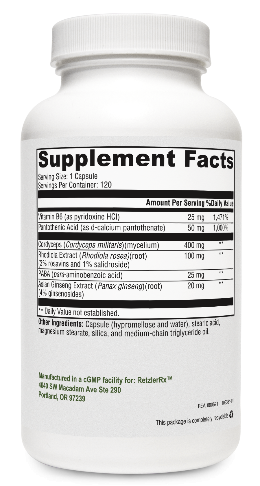 RetzlerRx® Adrenal B Synergy – Adaptogen & B Vitamin Stress Support Adrenal Support Collection HormoneSynergy
