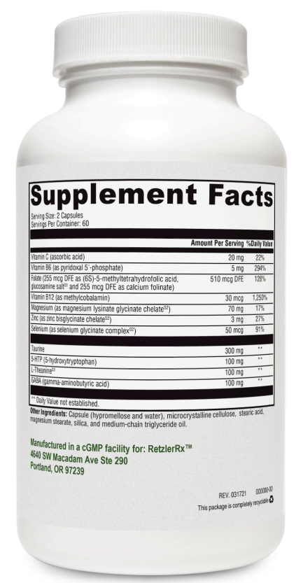 Brain Calm Extra Strength – Suntheanine® Stress & Focus Support Brain and Mood Support Dr. Retzler’s Line of Premier Supplements HormoneSynergy
