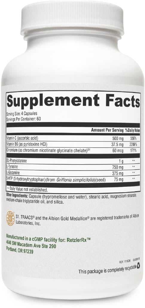 Crave Control | Appetite & Weight Management with Chromium and Amino Acids Brain and Mood Support Dr. Retzler’s Line of Premier Supplements HormoneSynergy