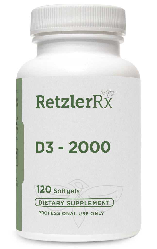 RetzlerRx Vitamin D3 2000 IU softgels for bone strength and immune support