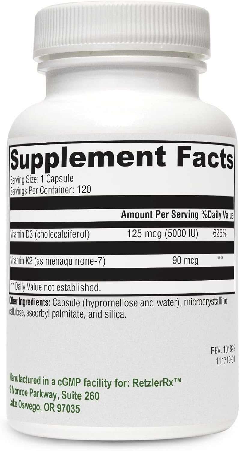 K2-D3 5000 120 Capsules Cardiometabolic & Heart Health Collection HormoneSynergy
