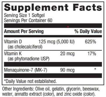 RetzlerRx® 2-in-1 Support – Vitamin D3 (5000 IU) + K2 MK-7 Synergy Cardiometabolic & Heart Health Collection HormoneSynergy