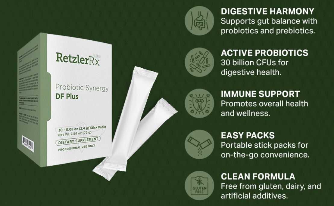 RetzlerRx® Probiotic Synergy DF Plus – On-the-Go Digestive & Immune Support Dr. Retzler’s Line of Premier Supplements HormoneSynergy
