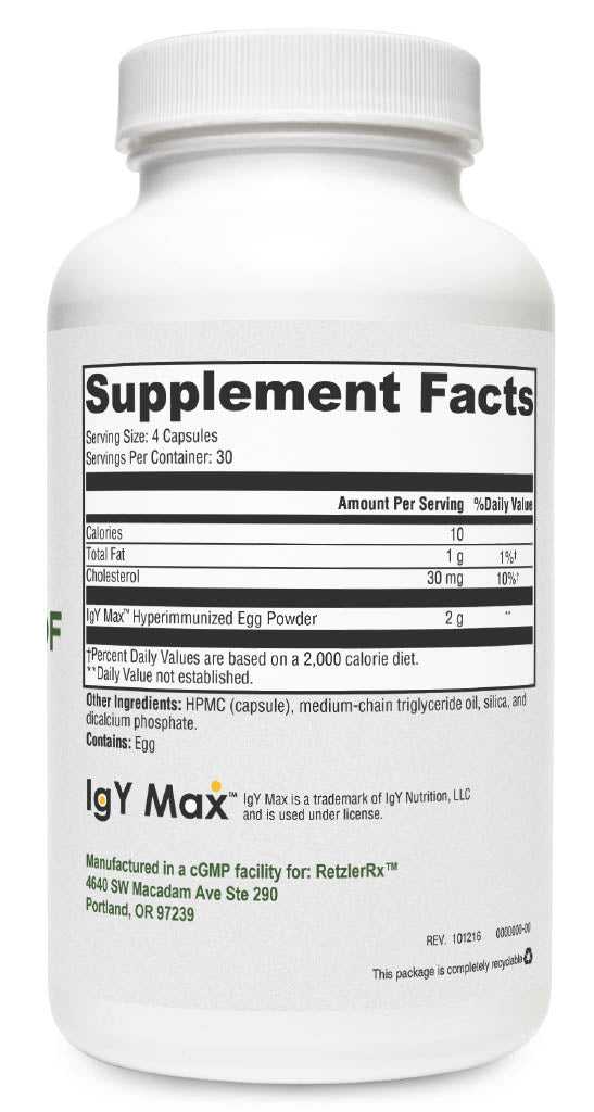 RetzlerRx® Intest-Immune – Hyperimmune Egg with IgY Max® Dr. Retzler’s Line of Premier Supplements HormoneSynergy