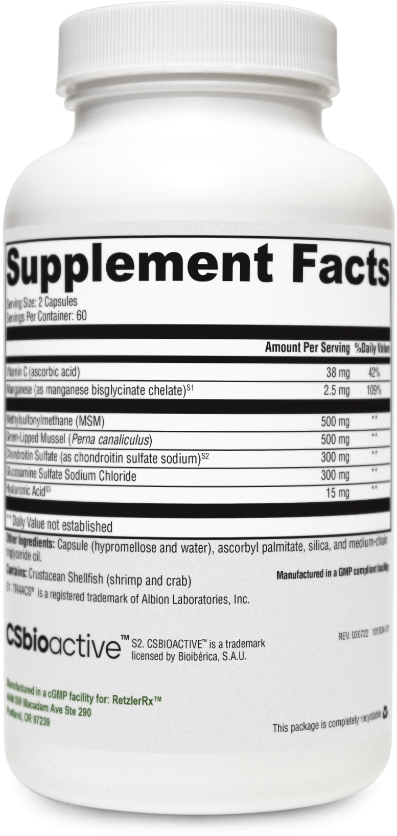 RetzlerRx® Joint Support DJD – Advanced Mobility & Cartilage Formula Dr. Retzler’s Line of Premier Supplements HormoneSynergy