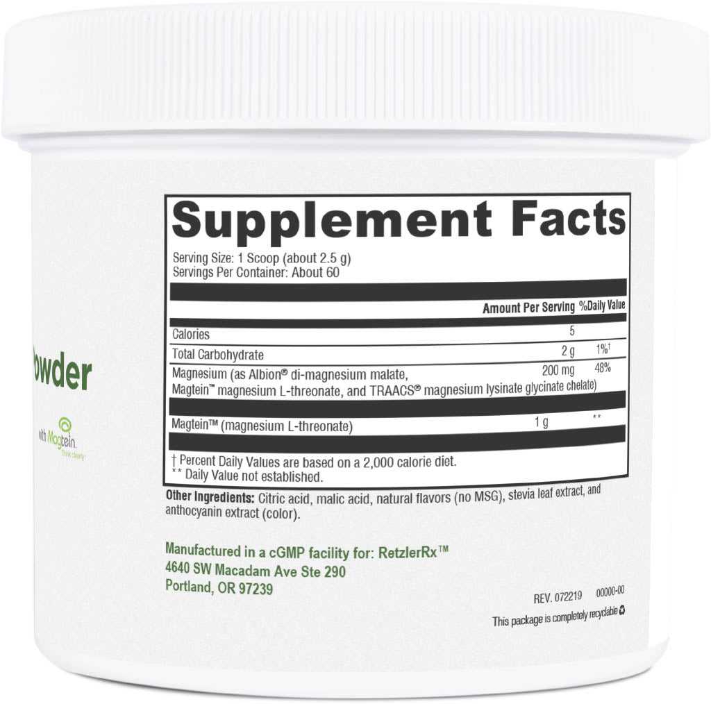 RetzlerRx® Magnesium L-Threonate Powder – Highly Absorbable Magtein® for Brain & Cognitive Support - Berry Flavor Brain and Mood Support Dr. Retzler’s Line of Premier Supplements HormoneSynergy