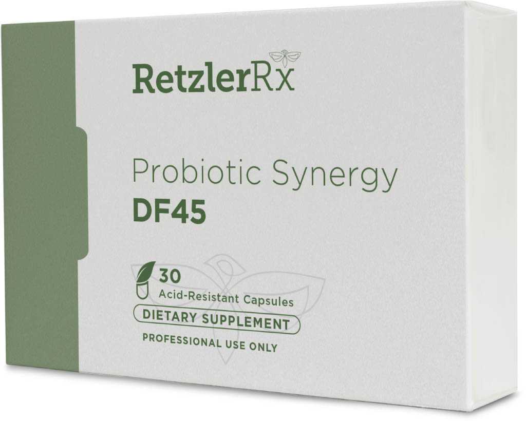 RetzlerRx Probiotic Synergy DF 45 high-potency probiotic for digestive health, microbiome balance, and immune support