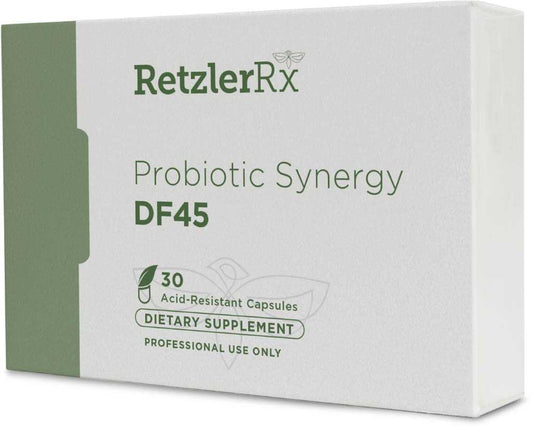 RetzlerRx Probiotic Synergy DF 45 high-potency probiotic for digestive health, microbiome balance, and immune support