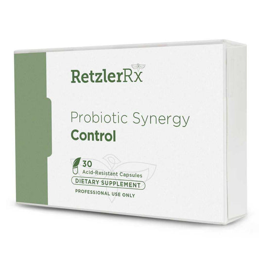 RetzlerRx Probiotic Synergy Control with HOWARU B420 for gut health, microbiome balance, and weight support