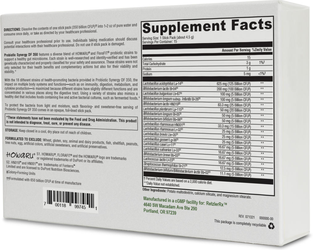 Probiotic Synergy DF350 – Ultra-High Potency, Multi-Strain Probiotic Probiotic Dr. Retzler’s Line of Premier Supplements HormoneSynergy