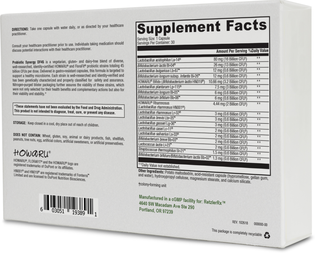 RetzlerRx® Probiotic Synergy DF 45 – Advanced Digestive & Immune Support Probiotics Dr. Retzler’s Line of Premier Supplements HormoneSynergy