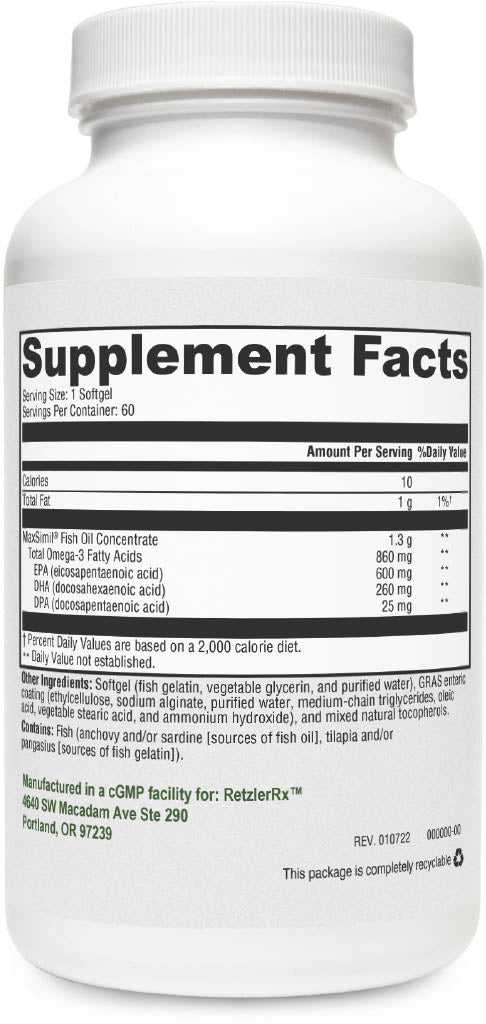 Pure Omega 1300 EC – MaxSimil® Monoglyceride Fish Oil 60 caps Cardiometabolic & Heart Health Collection HormoneSynergy