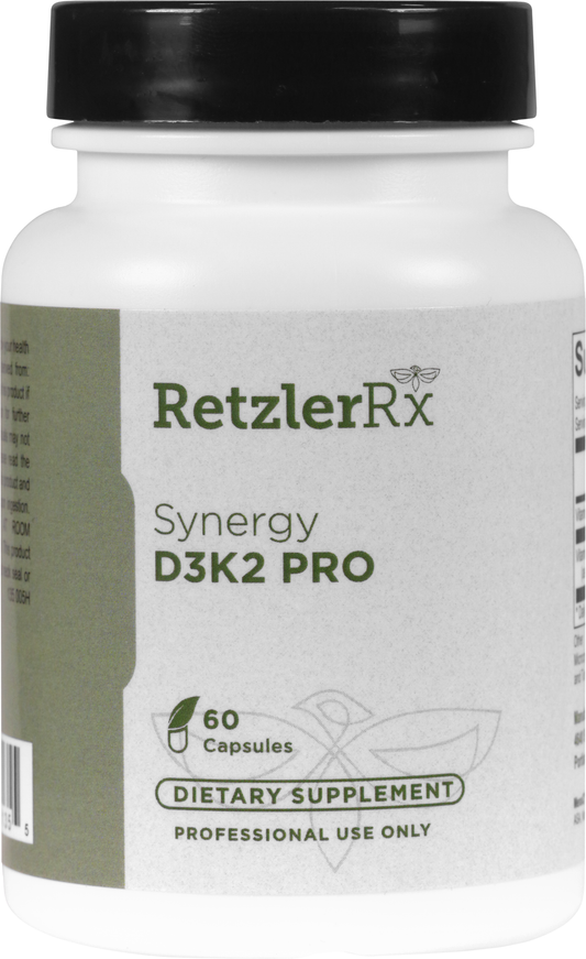 RetzlerRx Synergy D3K2 PRO with vitamin D3 and K2 MK-7 for bone density, calcium metabolism, heart, and immune support