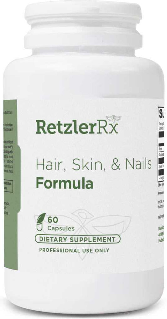 RetzlerRx Hair Skin and Nails Formula for collagen support skin elasticity hair strength and nail health