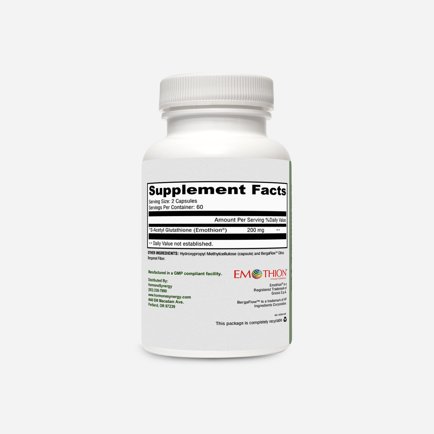 S-Acetyl Glutathione – Emothion® Advanced Antioxidant 120 ea. Acid-Resistant Capsules Antioxidants Dr. Retzler’s Line of Premier Supplements HormoneSynergy