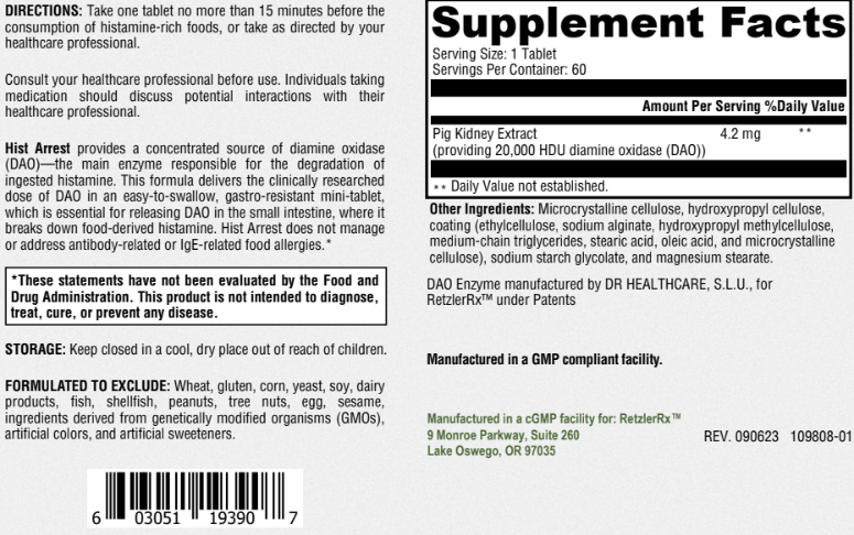RetzlerRx® Hist Arrest – Diamine Oxidase (DAO) for Histamine Balance Histamine Block Dr. Retzler’s Line of Premier Supplements HormoneSynergy