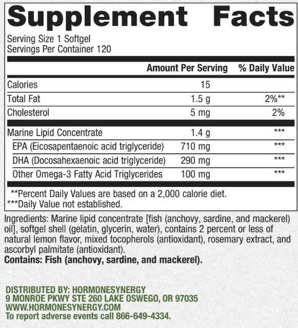 RetzlerRx® OmegaSynergy EPA-DHA 1000 – High Absorption Triglyceride Fish Oil Cardiometabolic & Heart Health Collection HormoneSynergy
