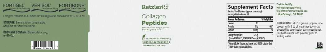 Collagen Peptides – Hydrolyzed Collagen Powder with FORTIGEL®, FORTIBONE® & VERISOL® by RetzlerRx® Protein and Collagen Dr. Retzler’s Line of Premier Supplements HormoneSynergy