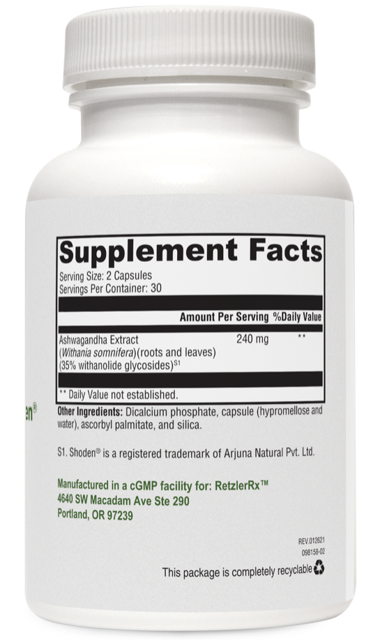 RetzlerRx™ Ashwagandha w/ Shoden® – High-Potency Adaptogen Adrenal Support Collection HormoneSynergy