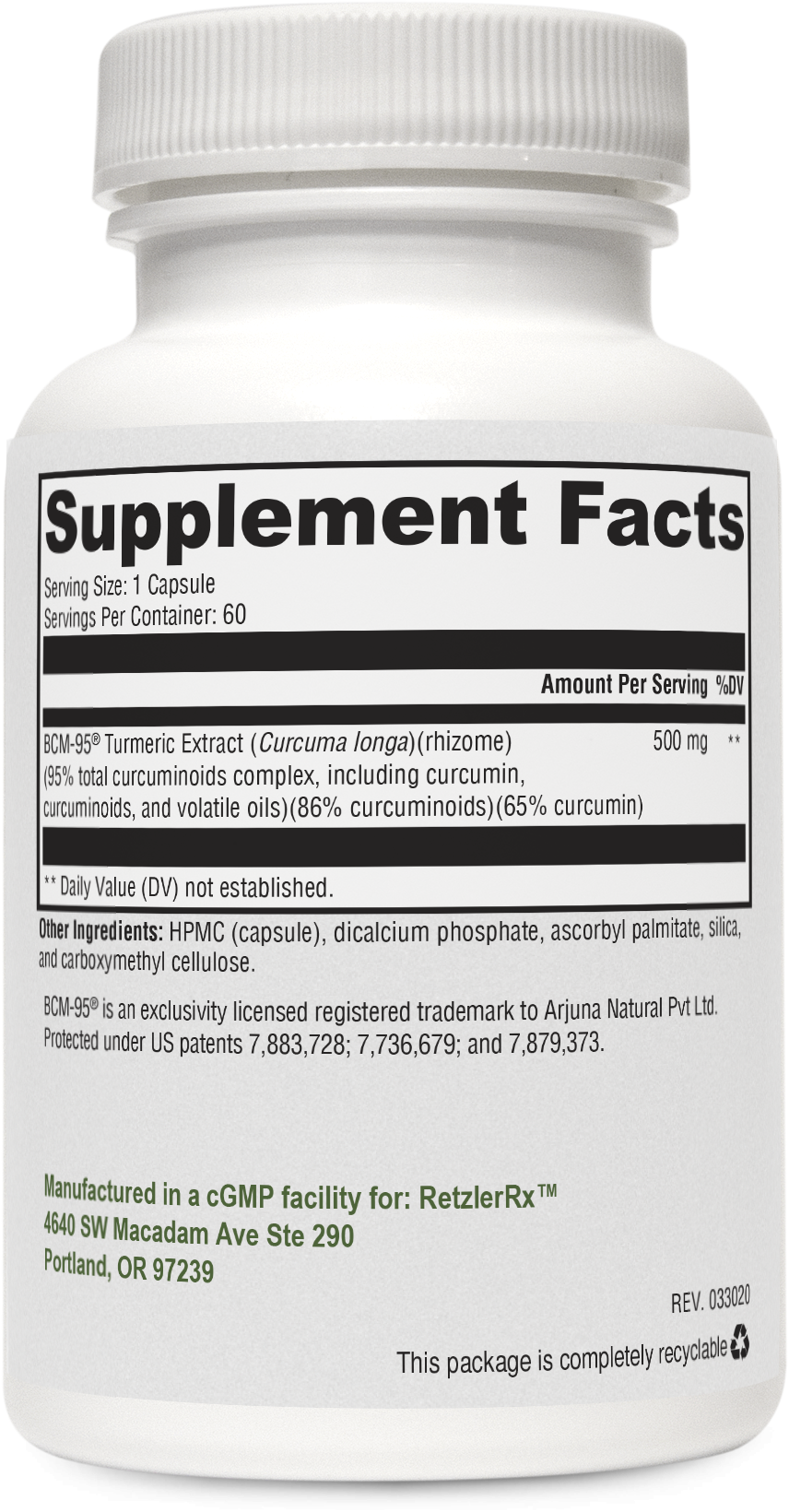 RetzlerRx® Synergy Curcumin 95 – BCM-95® High-Absorption Curcumin Dr. Retzler’s Line of Premier Supplements HormoneSynergy