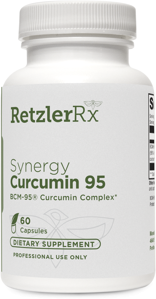 RetzlerRx Synergy Curcumin 95 with BCM-95 for inflammatory balance, joint comfort, immune support, and digestive wellness