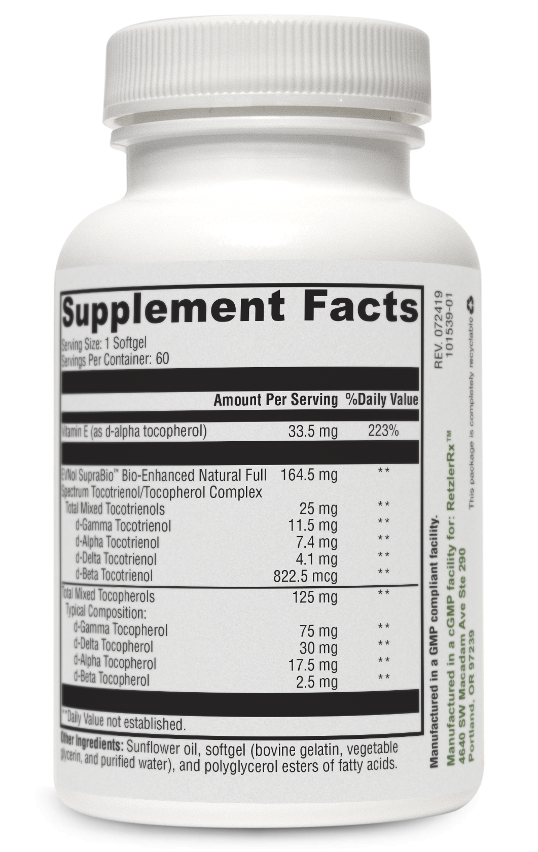 RetzlerRx® Synergy "E" Bio – Full-Spectrum Vitamin E with EVNol SupraBio™ Cardiometabolic & Heart Health Collection HormoneSynergy