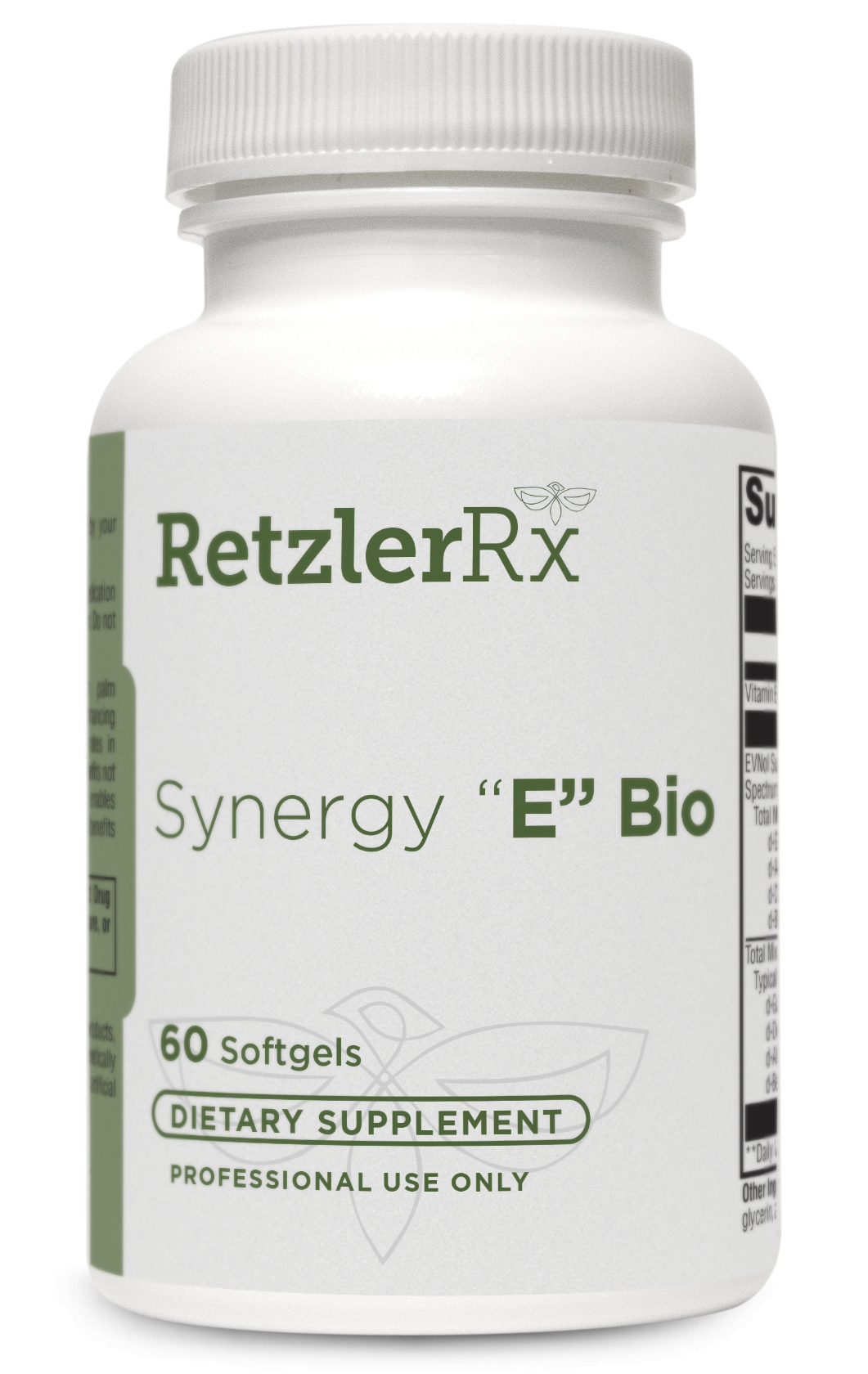 RetzlerRx Synergy E Bio with EVNol SupraBio full-spectrum vitamin E for antioxidant, cardiovascular, and cognitive support