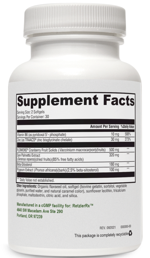 RetzlerRx® Synergy Prostate Plus – Flowens® Prostate & Urinary Support Dr. Retzler’s Line of Premier Supplements HormoneSynergy