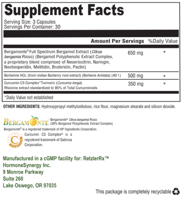 Cholest Protect - Citrus Bergamot, Curcumin and Berberine Cardiovascular Support Cardiometabolic & Heart Health Collection HormoneSynergy
