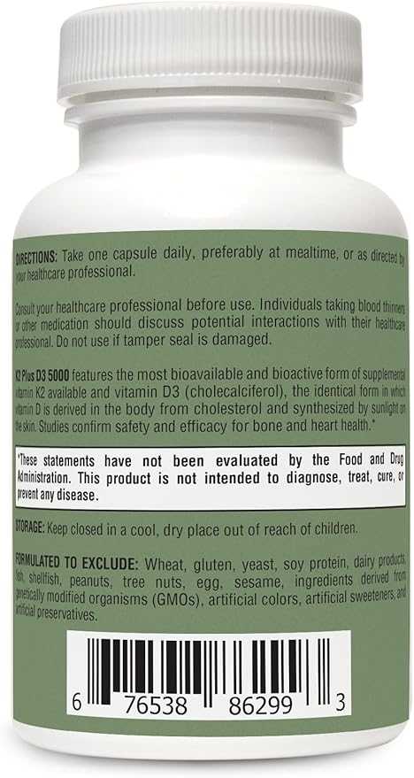 K2-D3 5000 120 Capsules Cardiometabolic & Heart Health Collection HormoneSynergy