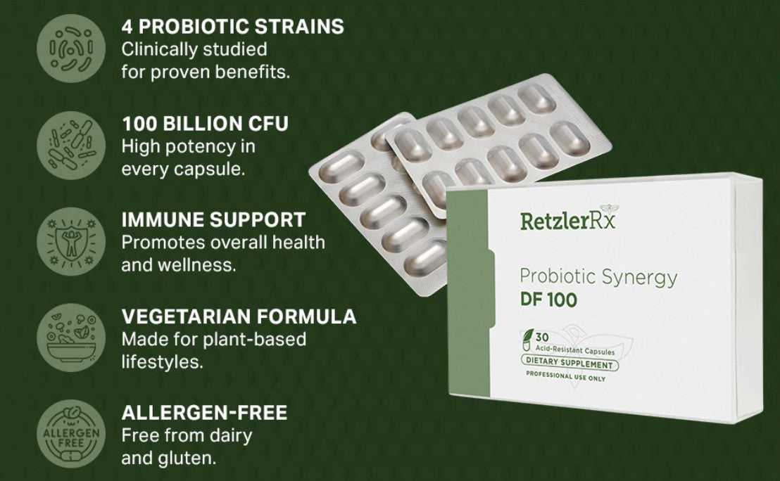 Probiotic Synergy DF100 – High-Potency Probiotic with Fonterra® HN019 & HOWARU® Strains by RetzlerRx® Probiotics Dr. Retzler’s Line of Premier Supplements HormoneSynergy