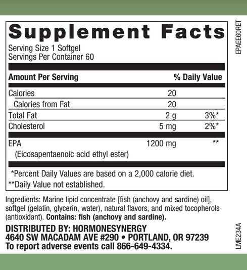 HormoneSynergy® Pure Omega EPA 1200 – High-Dose EPA Fish Oil Cardiometabolic & Heart Health Collection HormoneSynergy